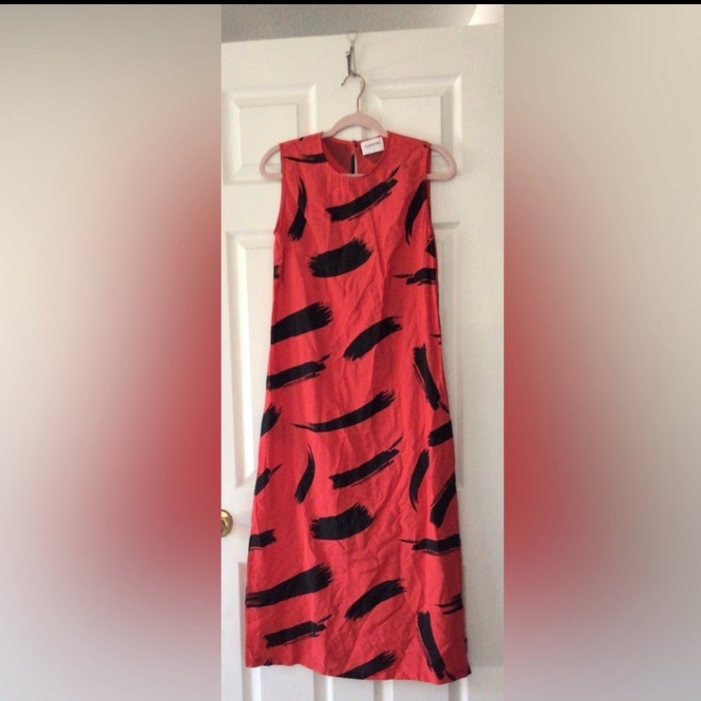 Callahan Red and Black Patterned Maxi ALine Sleeveless Dress Women’s Size S